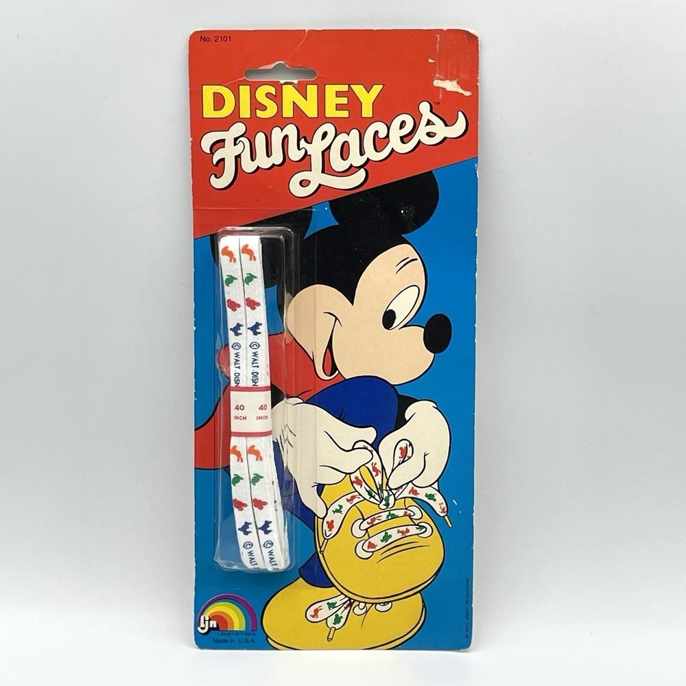 Vintage 1980s Disney Fun Laces Mickey Mouse 40" Shoelaces NOS Sealed‎ USA